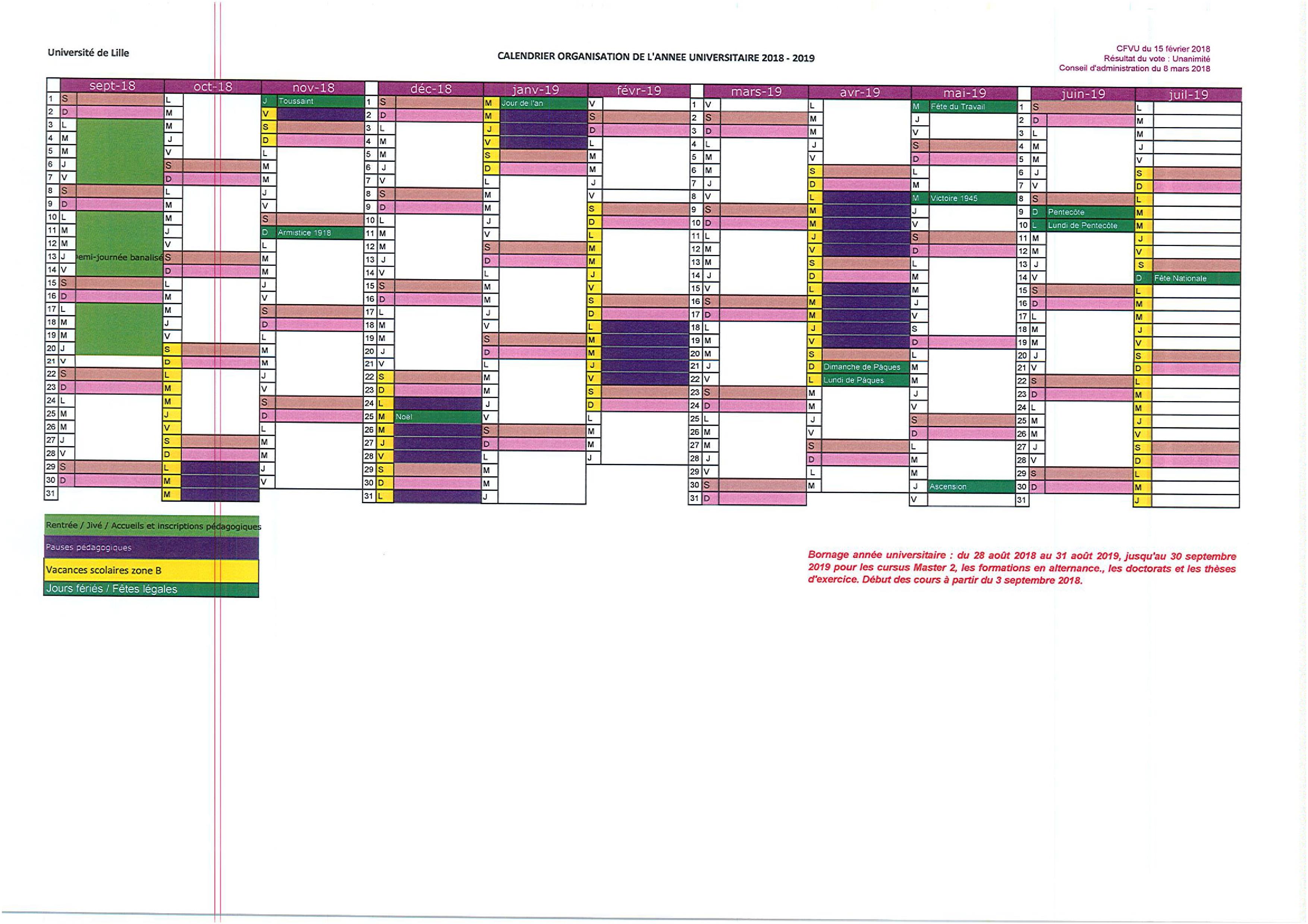 Calendrier Universitaire Calendrier Universitaire Lille 2 2022